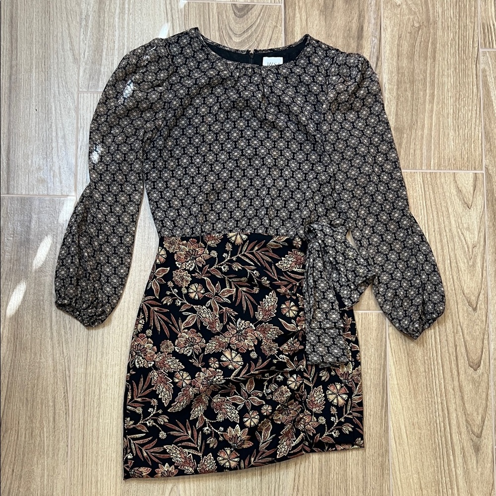 MISA Amber Paisley Print Long Sleeve Mini Dress - Picture 3 of 9